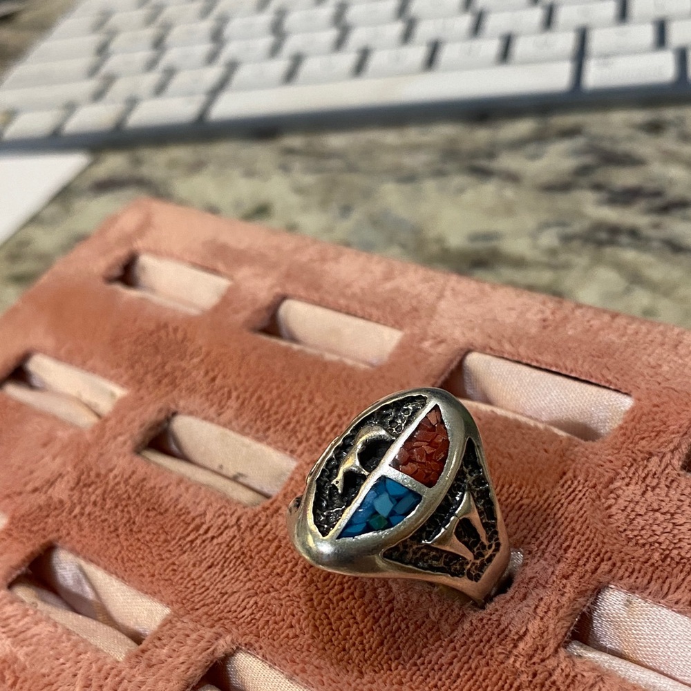 Men's sterling silver Inlay Ring